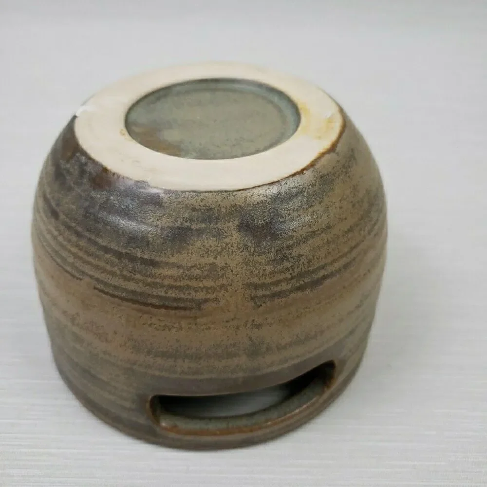 Small Spouted Mixing Bowl Cut Out Handle Ceramic Pottery Farmhouse Primitive